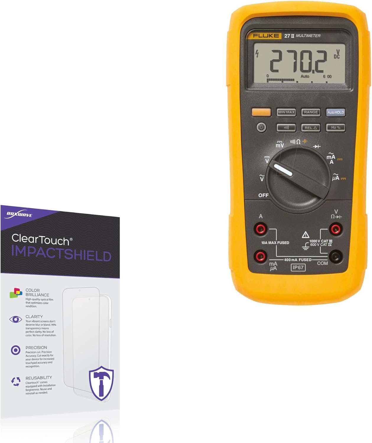 BoxWave Screen Protector Compatible with Fluke 27 II - ClearTouch ImpactShield (2-Pack), Impenetrable Screen Protector Flexible Film