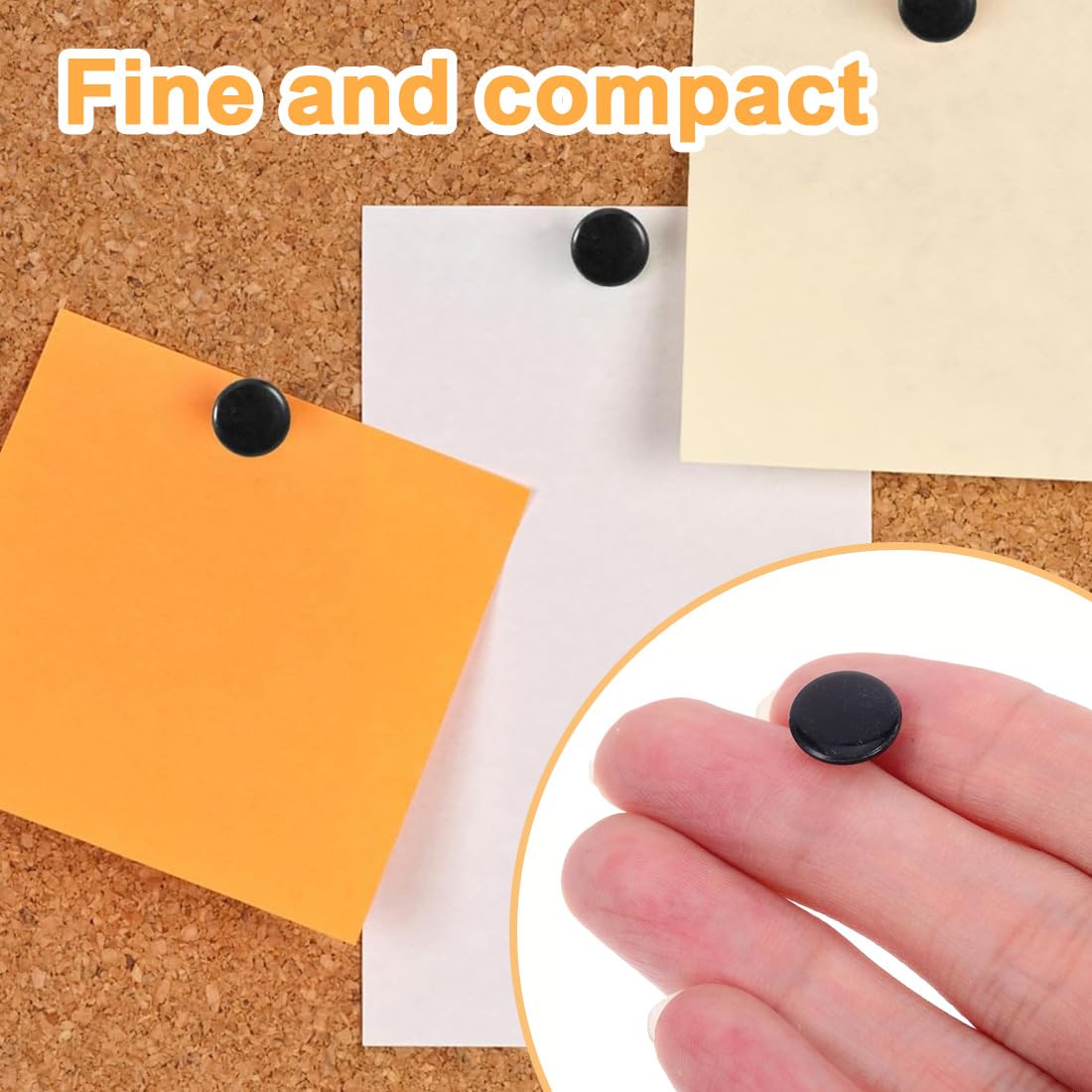 Lot De 100 Punaises Powertool Têtes Plastique Pointes Acier - Noir - 10x10mm Pour Tableaux En Liège