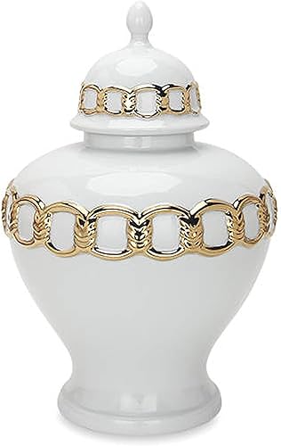 Miniatura 10 de Noori Home - Urnas grandes de cerámica 100% Glam Artisan Parker de jengibre plateado grande con tapa de 11 x 11 x 25 pulgadas