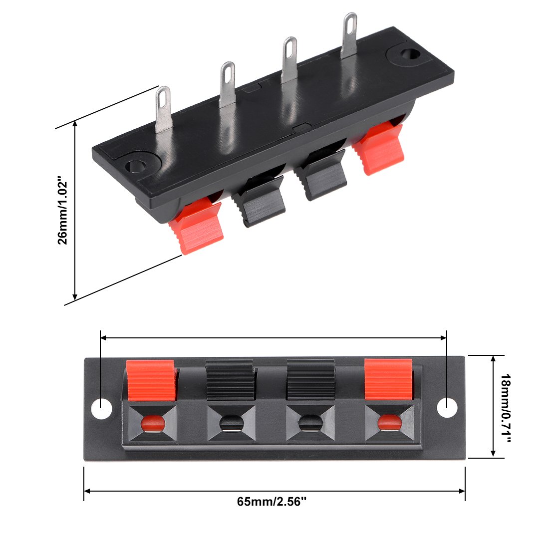 sourcingmap 5pcs 4 Way Push Release Connector Speaker Terminal Strip Block - Image 4