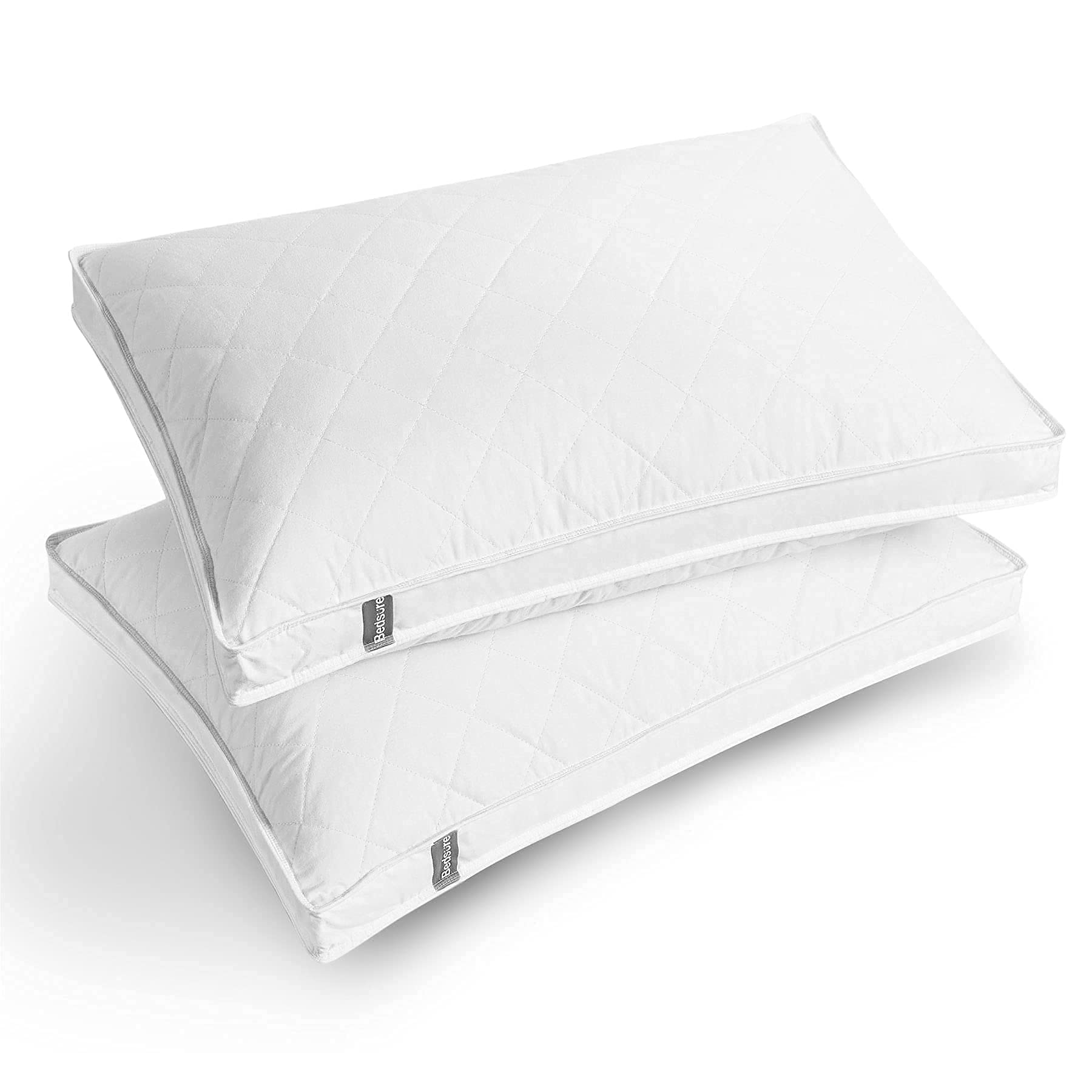 Bedsure Tufted Duvet Cover Set White Queen Size & Goose Down Pillows Set of 2 Standard Size