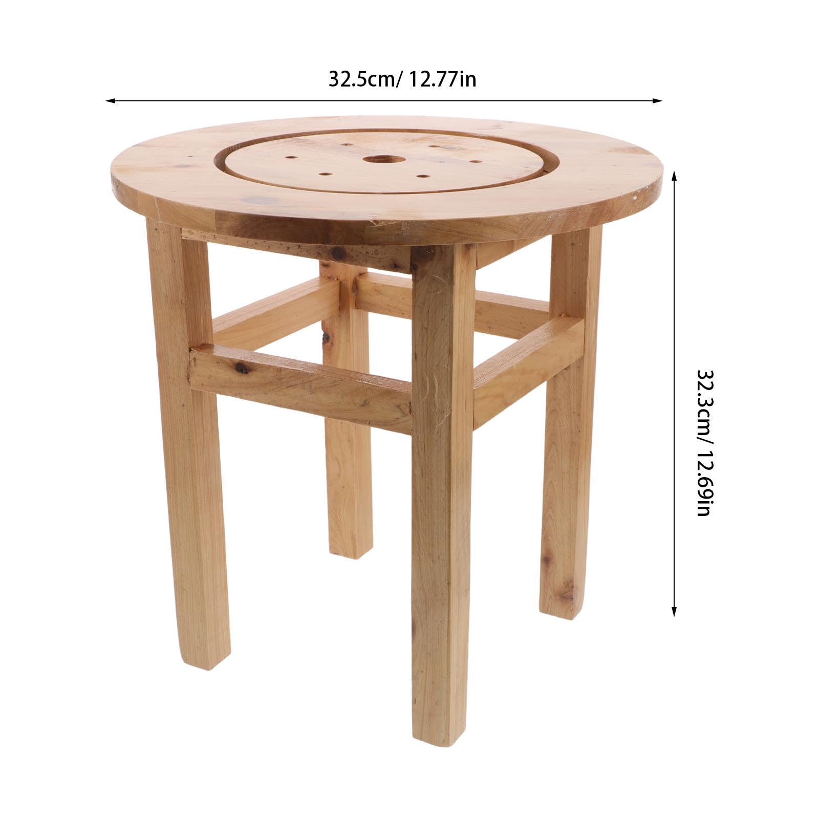 Veemoon Holz Dampf Fußbad Hocker, Rund, Braun, Vier Beine, Hohl | Sitz Bath Steaming Seat, Sauna Einsatz, 50cm Höhe, für Frauen und Senioren