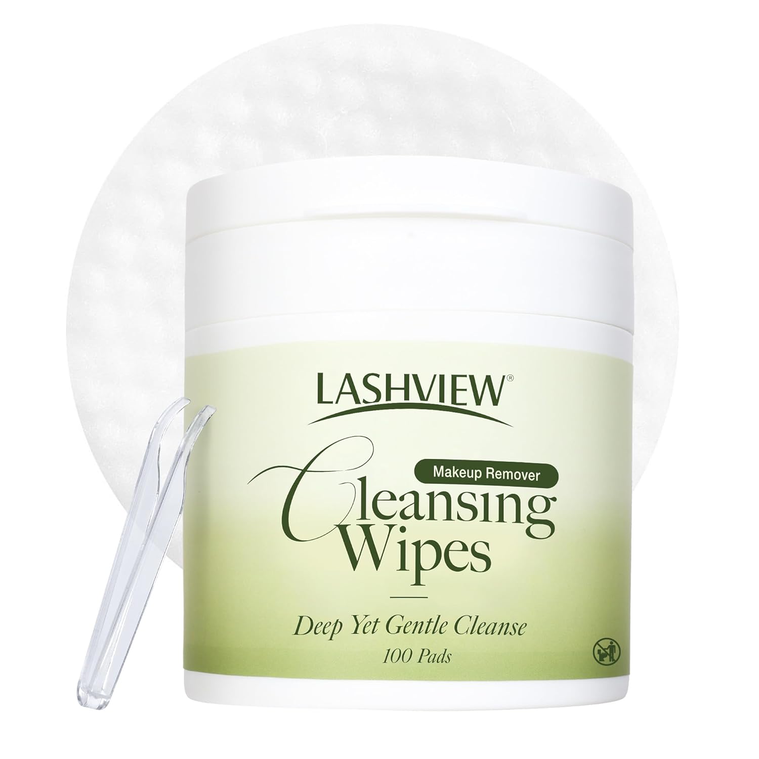 LASHVIEW Makeup Wipes Remover Gentle Eye Makeup Remover Pads Korean Micellar Water Cleansing Wipes, Biodegradable & Oil-Free for Face, Eyes, Sensitive Skin with Applicator, 100ct
