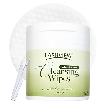 LASHVIEW Makeup Wipes Remover Gentle Eye Makeup Remover Pads Micellar Water Cleansing Wipes, Biodegradable & Oil-Free for Face, Eyes, Sensitive Skin with Applicator, 100ct