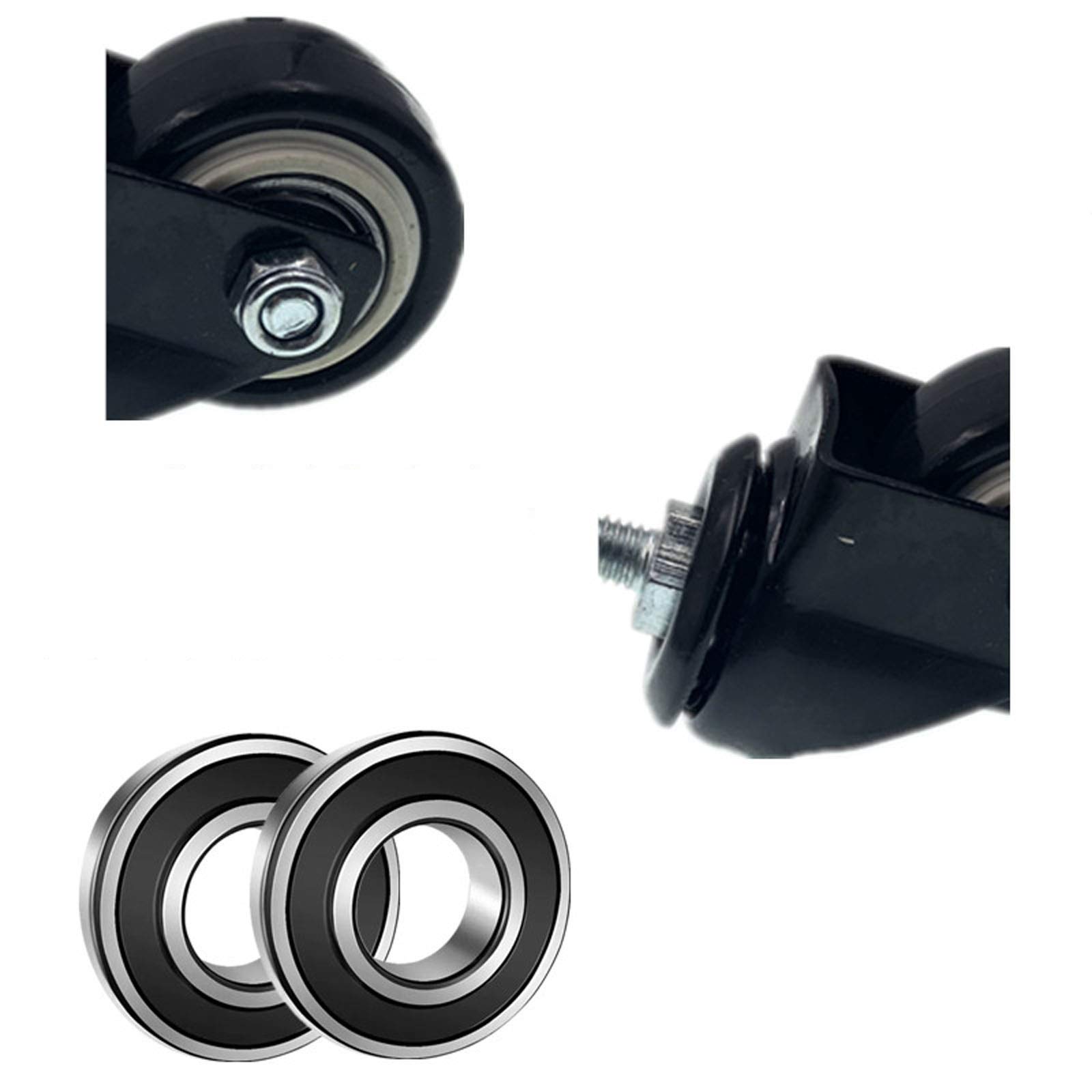 ruote per spostare oggetti pesanti, Ruote con stelo girevoli da 1,5 pollici e 38 mm, ruote for scaffali for carrello da banco in PU nero, rotelle mobili, altezza asta filettata 40 mm, carico 100 kg, c