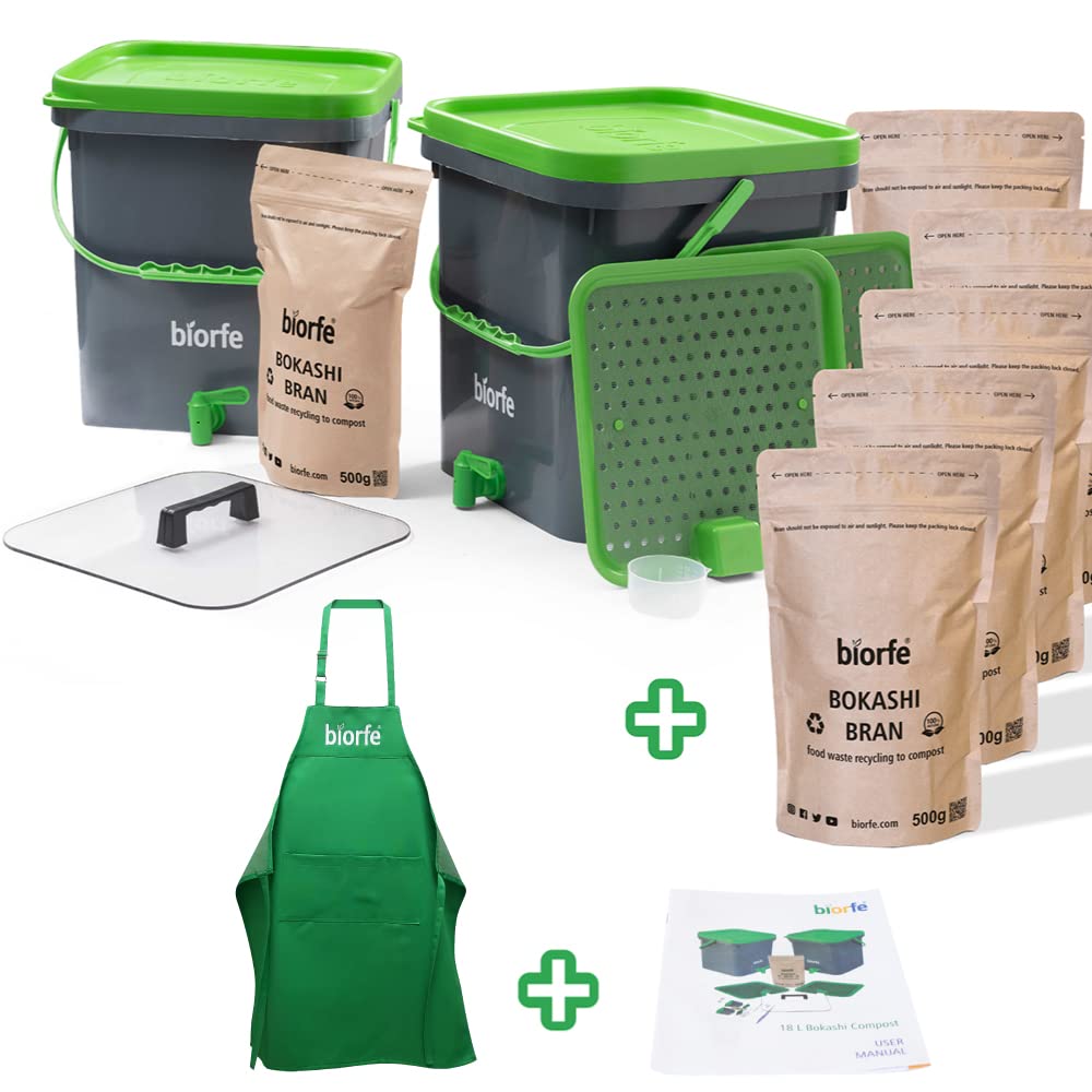 Biorfe 2 Bucket Bokashi Compost Starter Kit, All Season Indoor