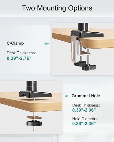 Miniatura 7 de MOUNT PRO Brazo de monitor único ultraancho para pantallas de 22 a 42 pulgadas, soporte de escritorio para monitor con capacidad para 4.4-33 libras,