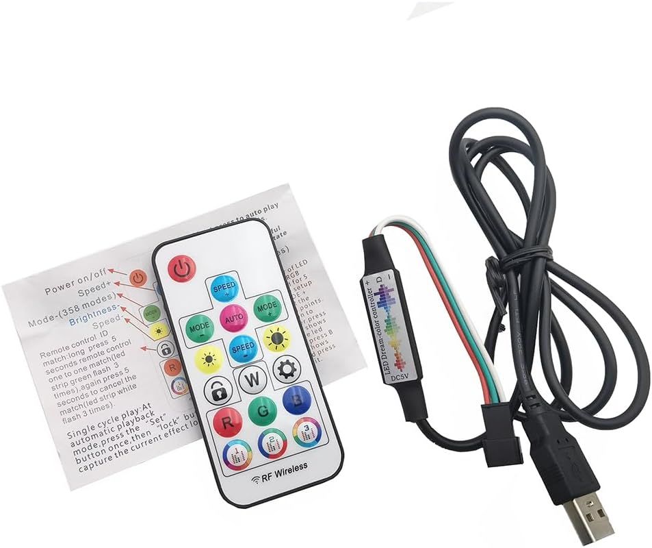 WS2812B WS2811 5050 RGB Led Strip Light Music Controller MINI 17Keys RF Wireless Remote Control 370Modes Change USB 5V for Dream Color RGB LED Strip Light