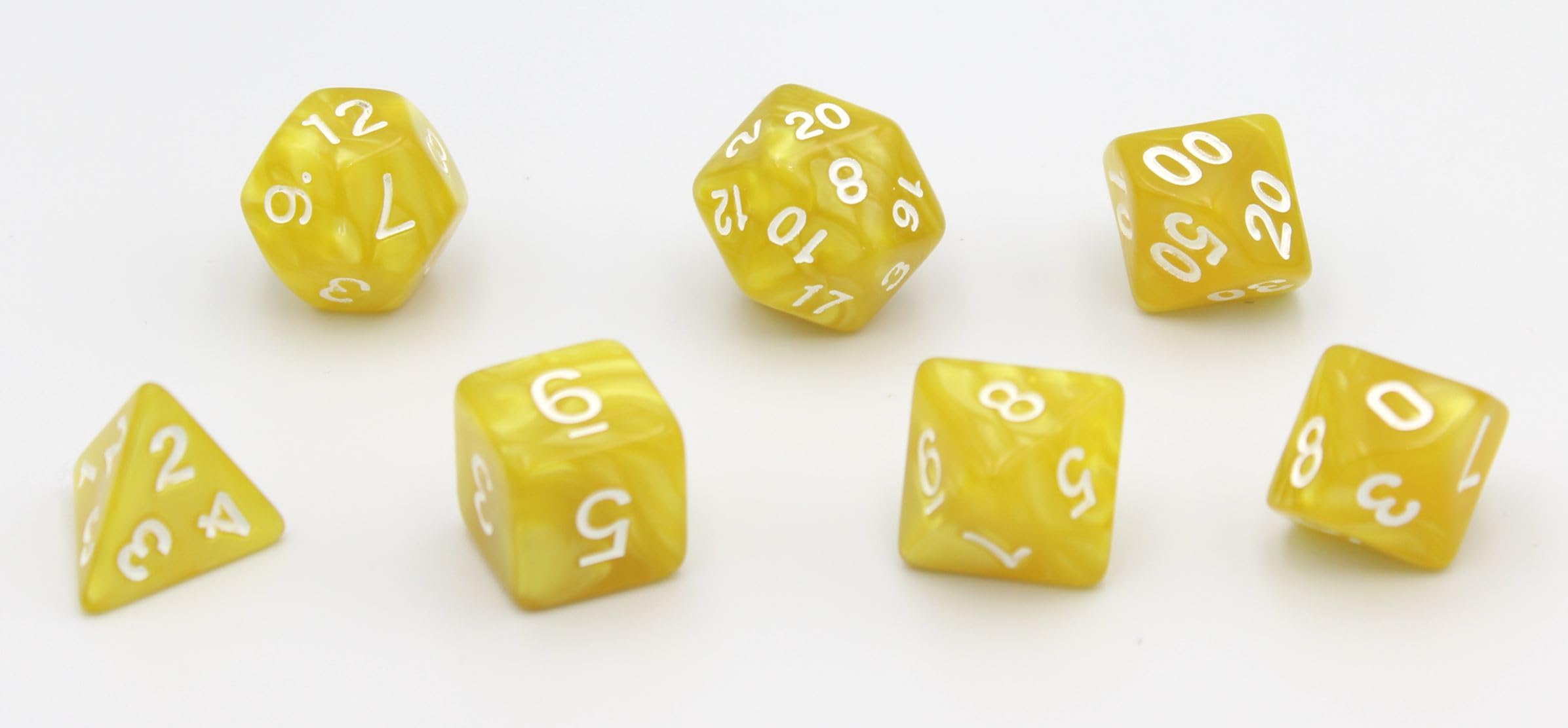 Hot Games Juego de dados de nácar dorado, 7 piezas, Dungeons & Dragons