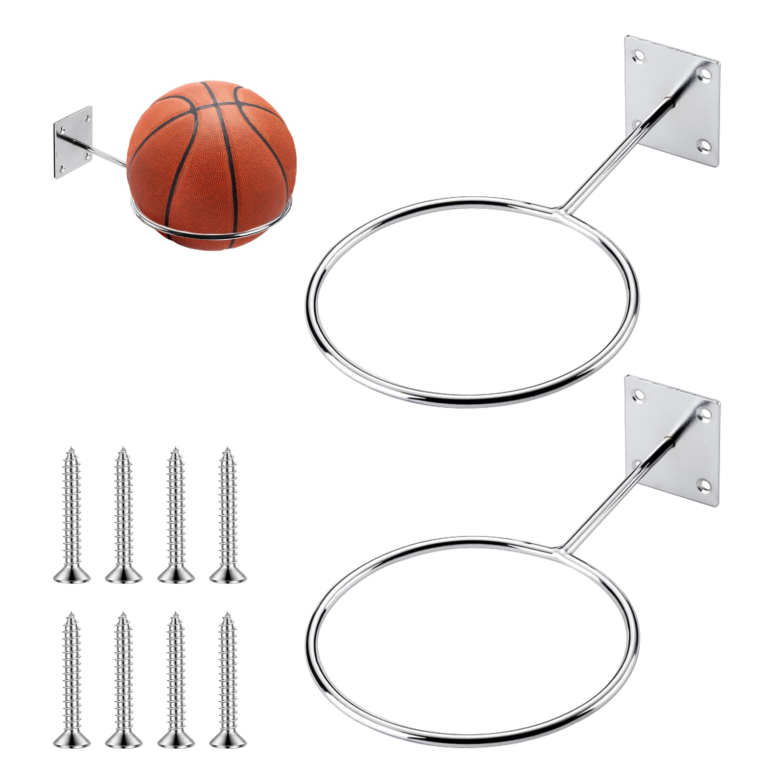 Supporto per pallone da calcio 2 Pezzi Supporto da Parete per palloni con Viti da Pallacanestro Calcio Esercizi