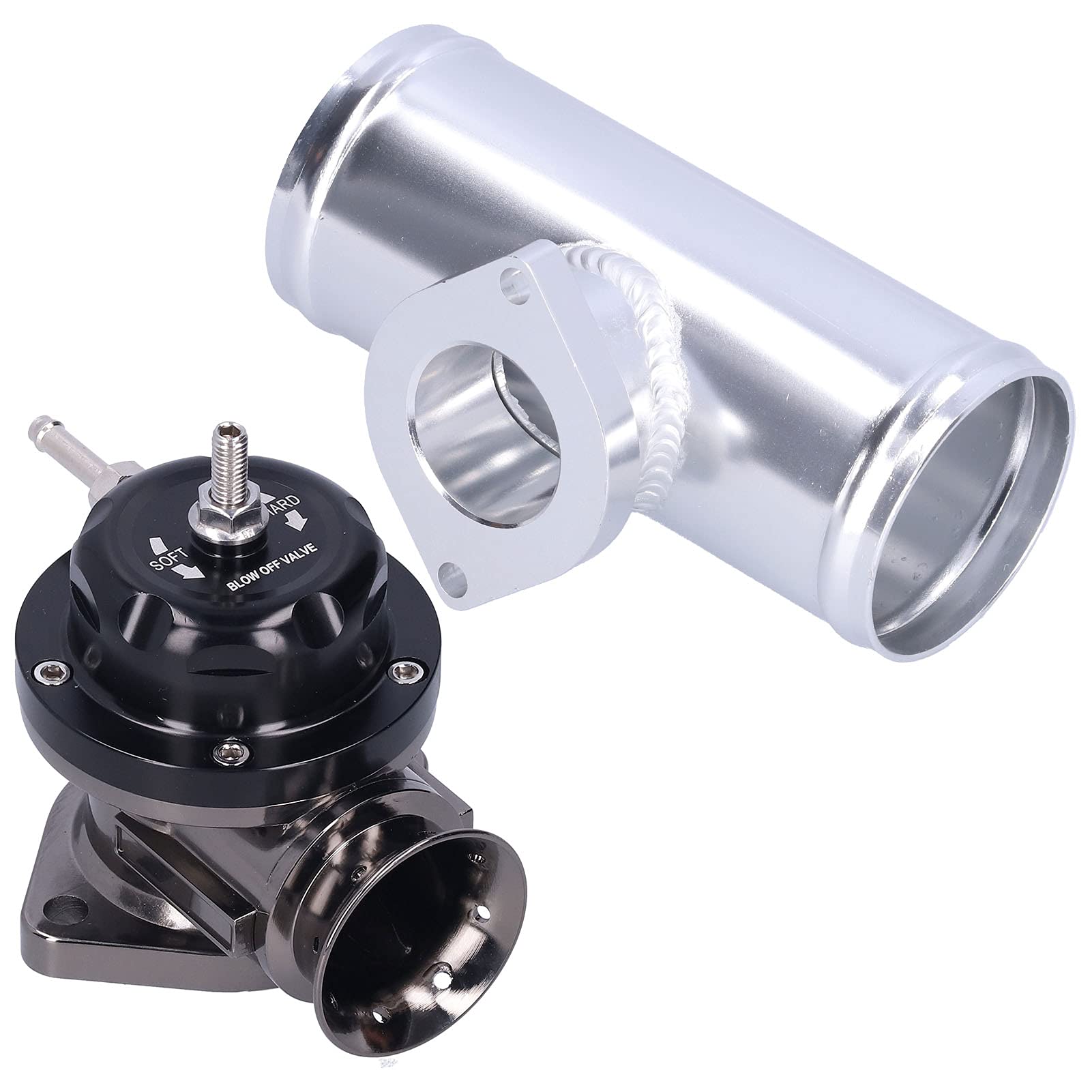 Válvula de descarga turbo de palanquilla de aluminio, tubo de brida de 2,5 pulgadas TipoRS Válvula de descarga universal Accesorio para automóvil SDDBOVGRSBL FPG250(negro)
