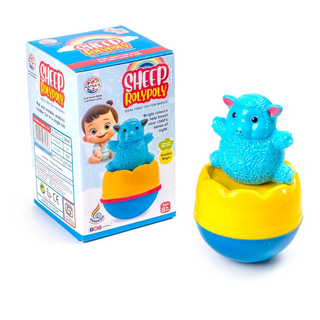 RATNAS Sheep Roly Poly Push and Shake Wobbling Bell Sounds Musical Rattling Toy for New Born Baby & Toddlers (B0CQ7XQPR3) Amazon Price History, Amazon Price Tracker