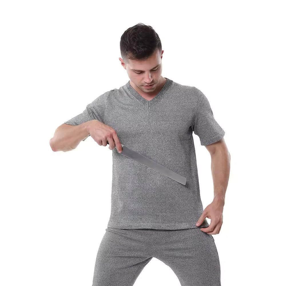 Prenda Superior De Seguridad De Manga Corta Anti-Corte Y Anti-PUñalada, Camiseta Protectora Nivel 5, Chaleco a Prueba De PUñaladas,para Personal Policial Y De Seguridad A-XL