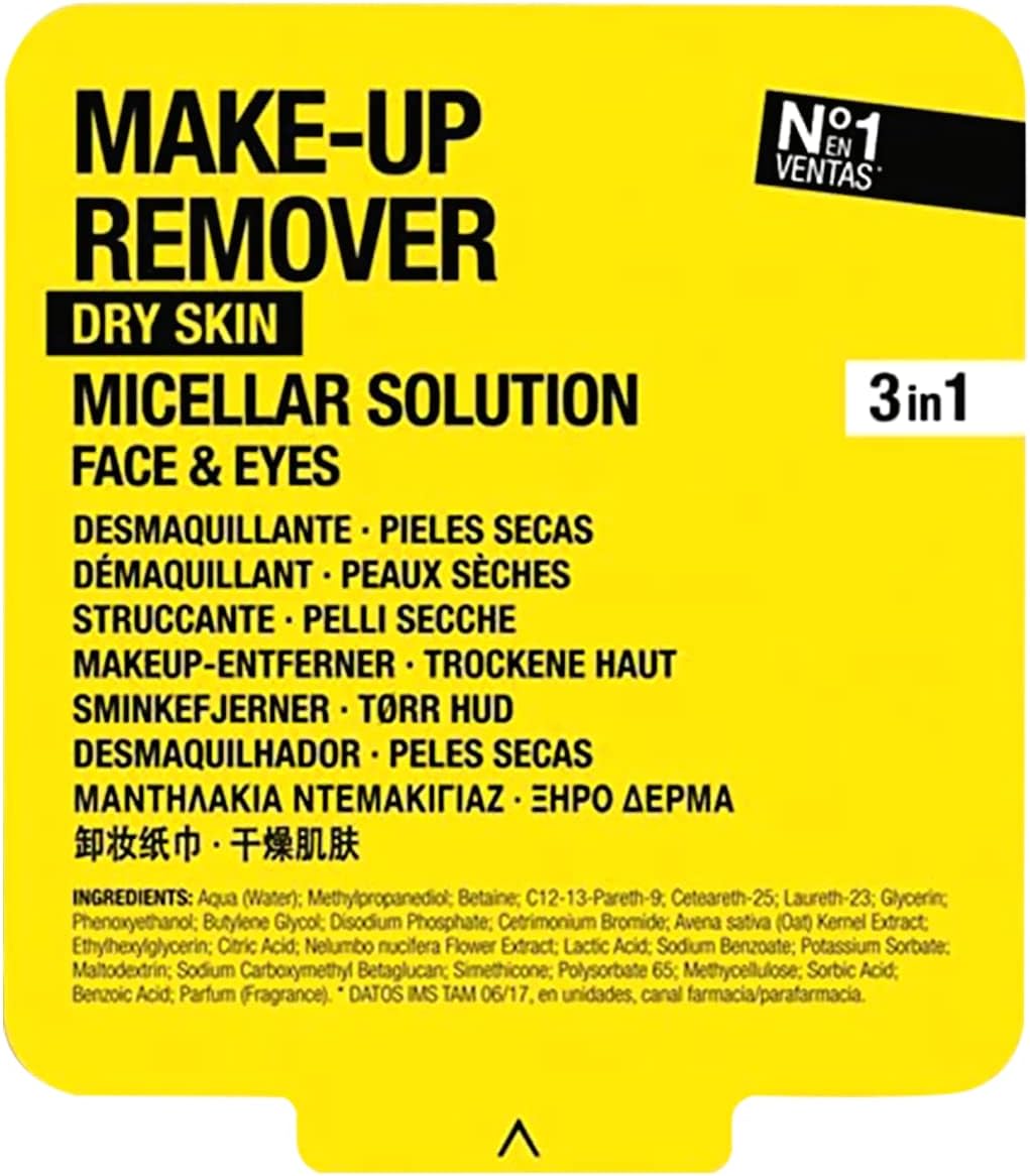 3 Pack COMODYNES Makeup Remover Towels Dry Skin 60 Wipes - Skin Care - The Wipes for Dry Skin Incorporate Skin-Friendly Active Ingredients and Natural Extracts with Nourishing Action