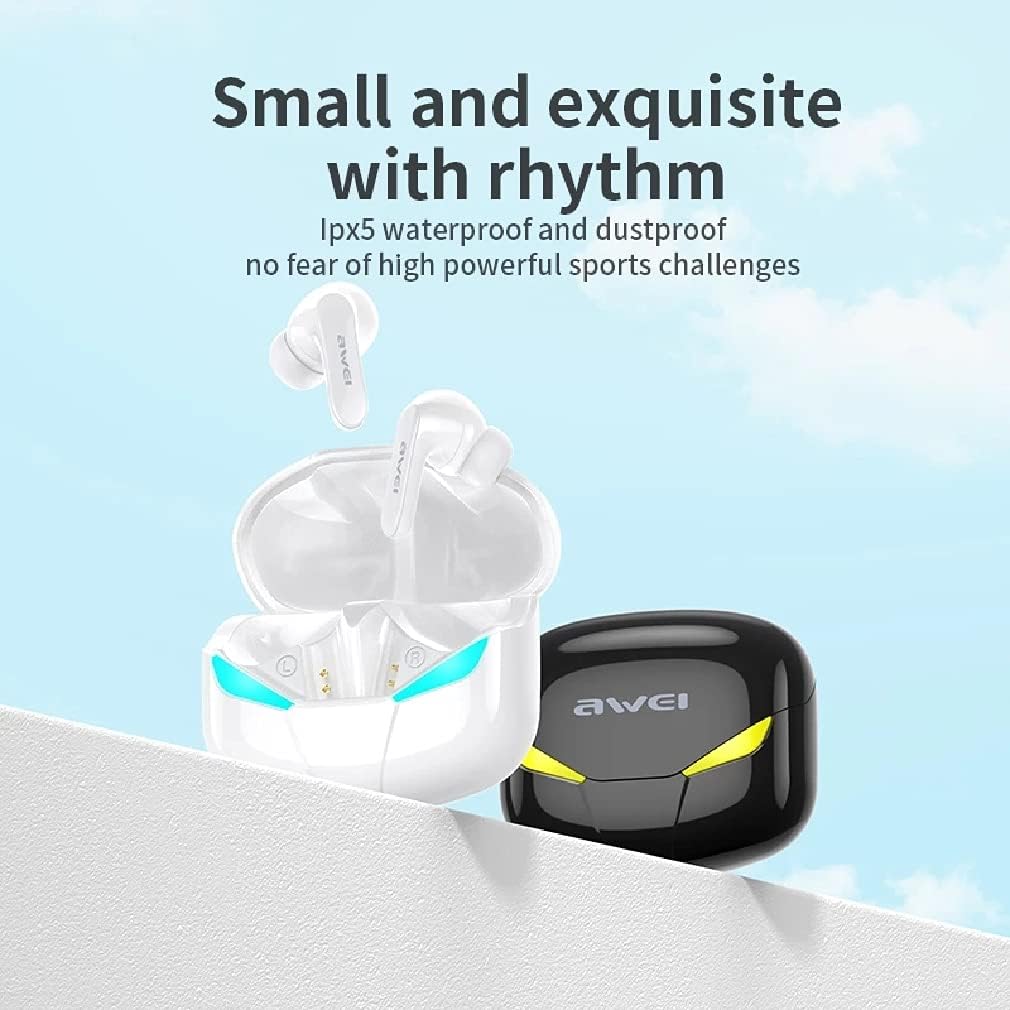 TWS Wireless in-Ear Earbuds Bluetooth 5.0 Headphones Built-in HD Mic Premium HiFi Stereo Sound IPX5 Waterproof Headset for Games and Sport,White