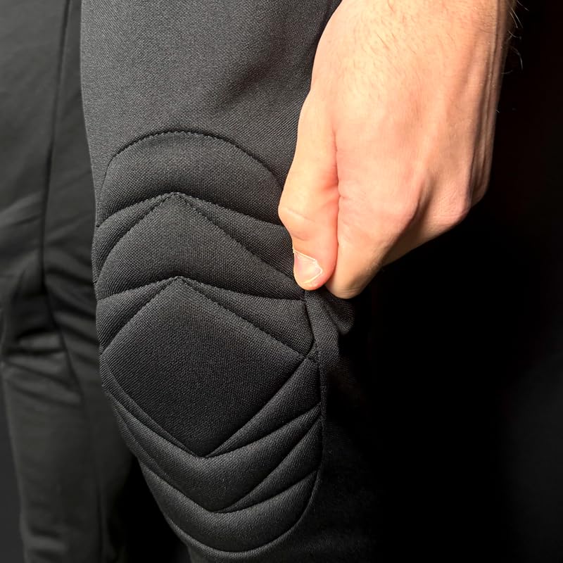 Rehab Torwarthose Lang Schwarz – Gepolsterte Profi-Unterziehhose für Erwachsene (Größe 128-XXL) – Atmungsaktive Protektion für Training & Spiel