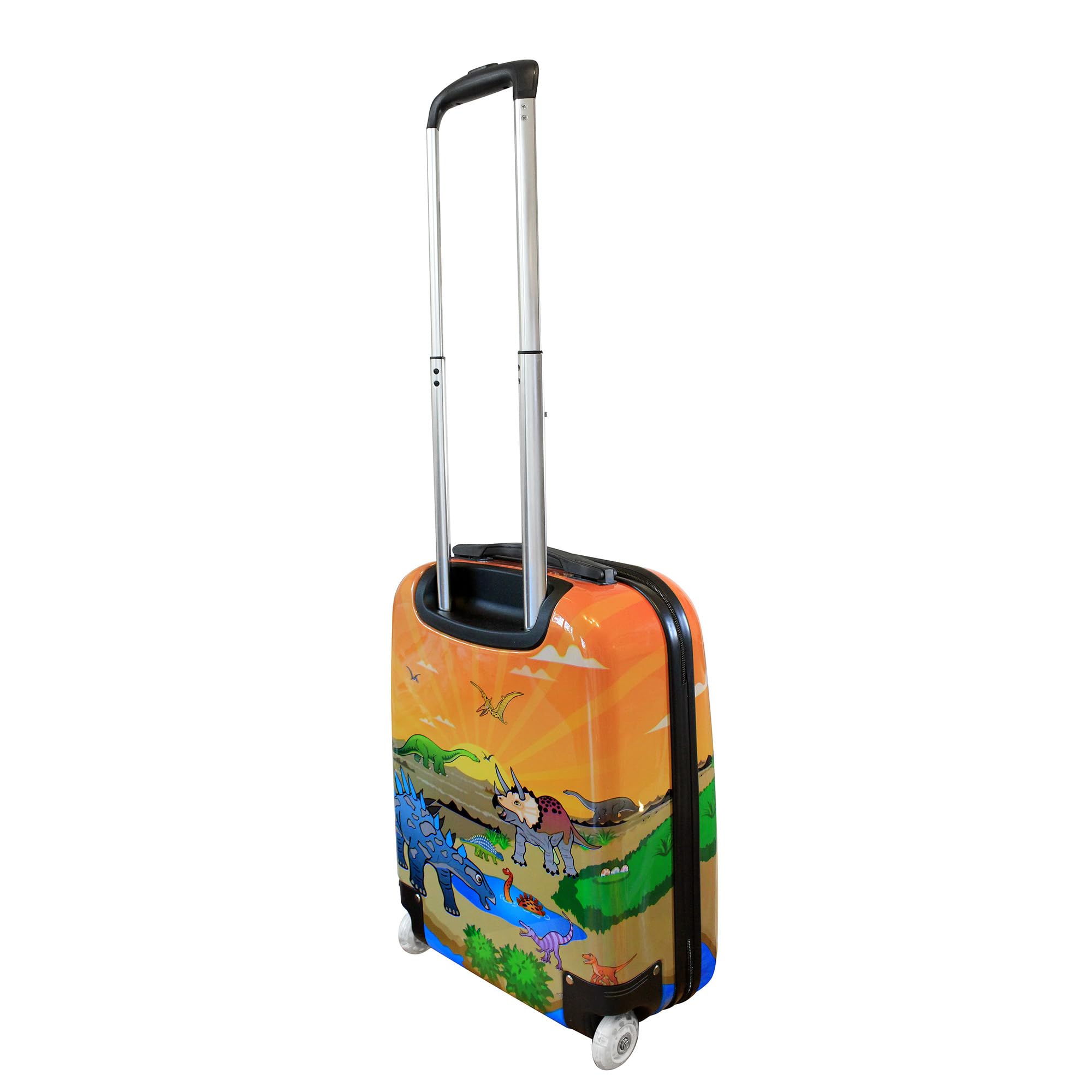 Karry Kinder Koffer Reisekoffer Trolley Hartschalen Handgepäck Jungs LED Skater Rollen Dinosaurier