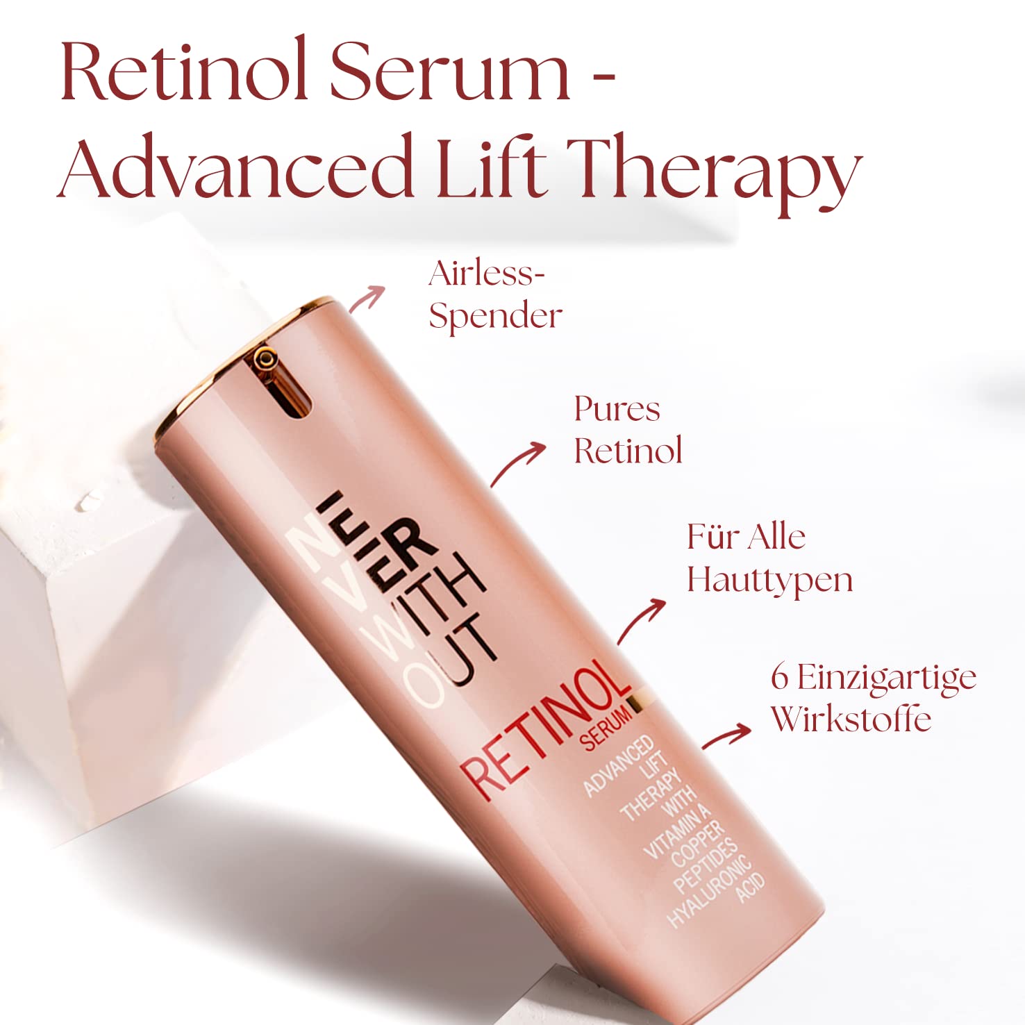 Retinol Serum – 2,5% Retinol-Copper-Peptid-Komplex (GHK-Cu) & Hyaluron für maximale Straffung, Kollagenaufbau & glatte Haut – intensives Anti-Aging Gesichtsserum, 30ml