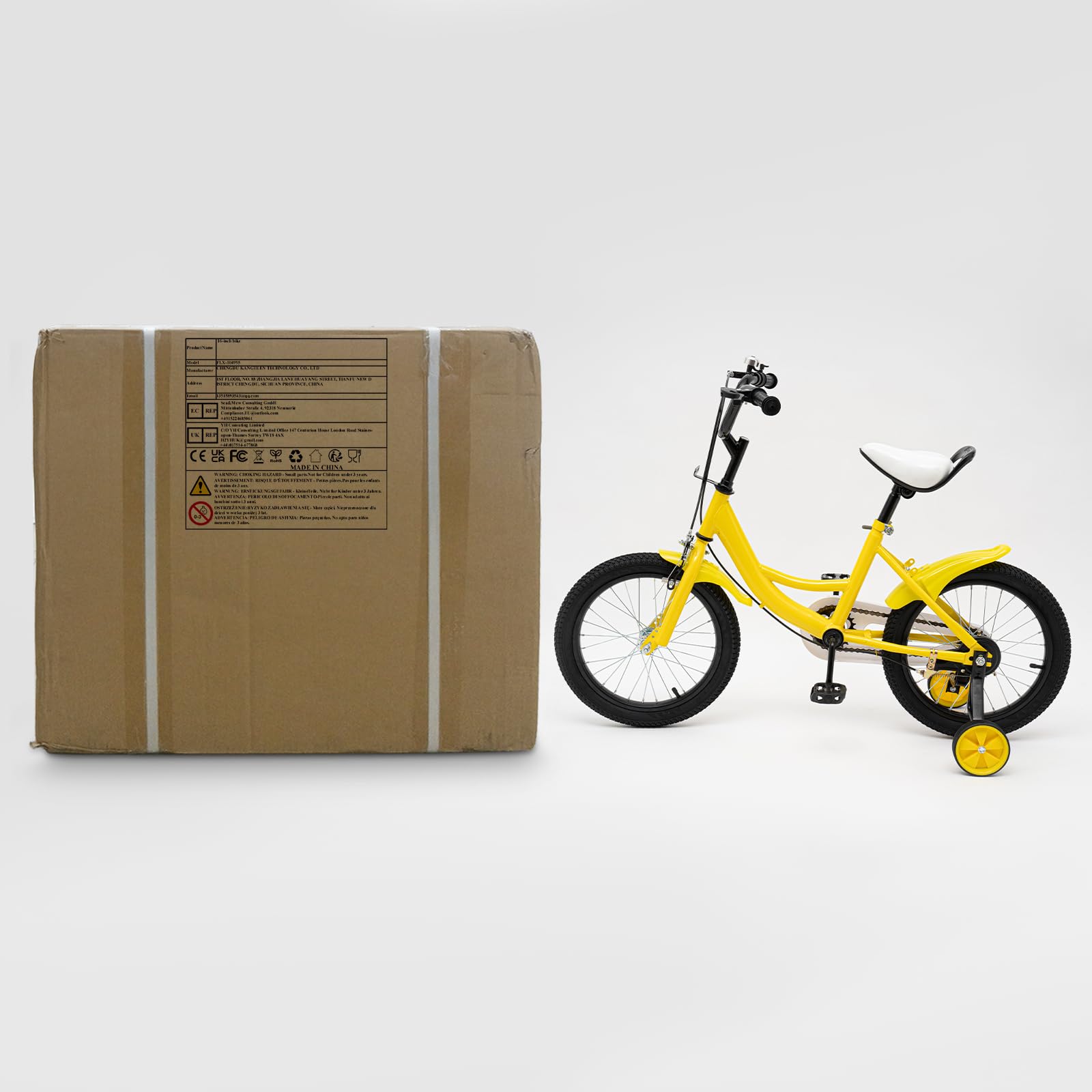Bicicleta infantil de 16 pulgadas para niños a partir de 5 – 8 años, niños y niñas, con ruedas estabilizadoras para entrenamiento al aire libre, bicicleta ajustable en altura para niños