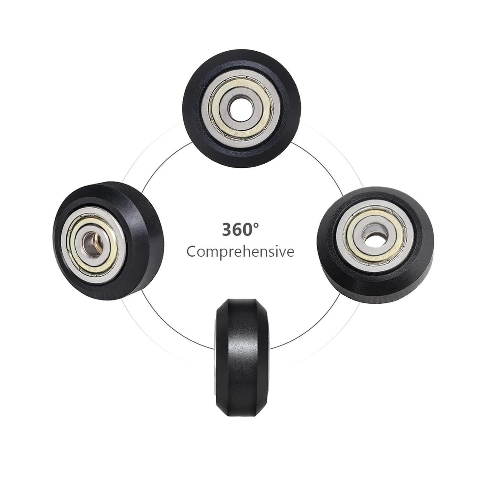 CNC Plastic POM Big Small Wheel With Bearing Idler V-Slot For Ender3 V2(POM V black,24PCS)