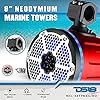 DS18 NXL-X8TPNEO/RD 8" Neodymium Marine Towers with Built-in Passive Radiator, 1" Driver and RGB LED Lights - High Performance, Marine Grade IP65 Rated, 550W Max 180W RMS 4 Ohms (Pair)