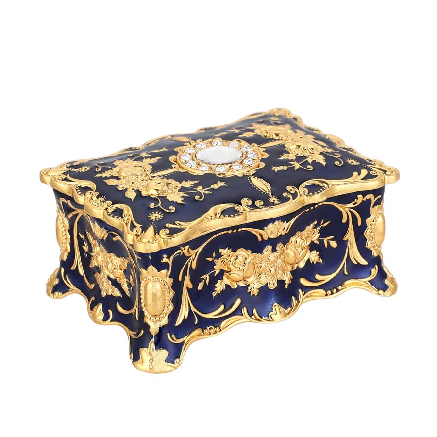 Joyero retro europeo de metal, caja de almacenamiento de joyas, caja de joyería creativa, caja de decoración de recuerdo, caja decorativa ornamentada para boda, regalo de cumpleaños