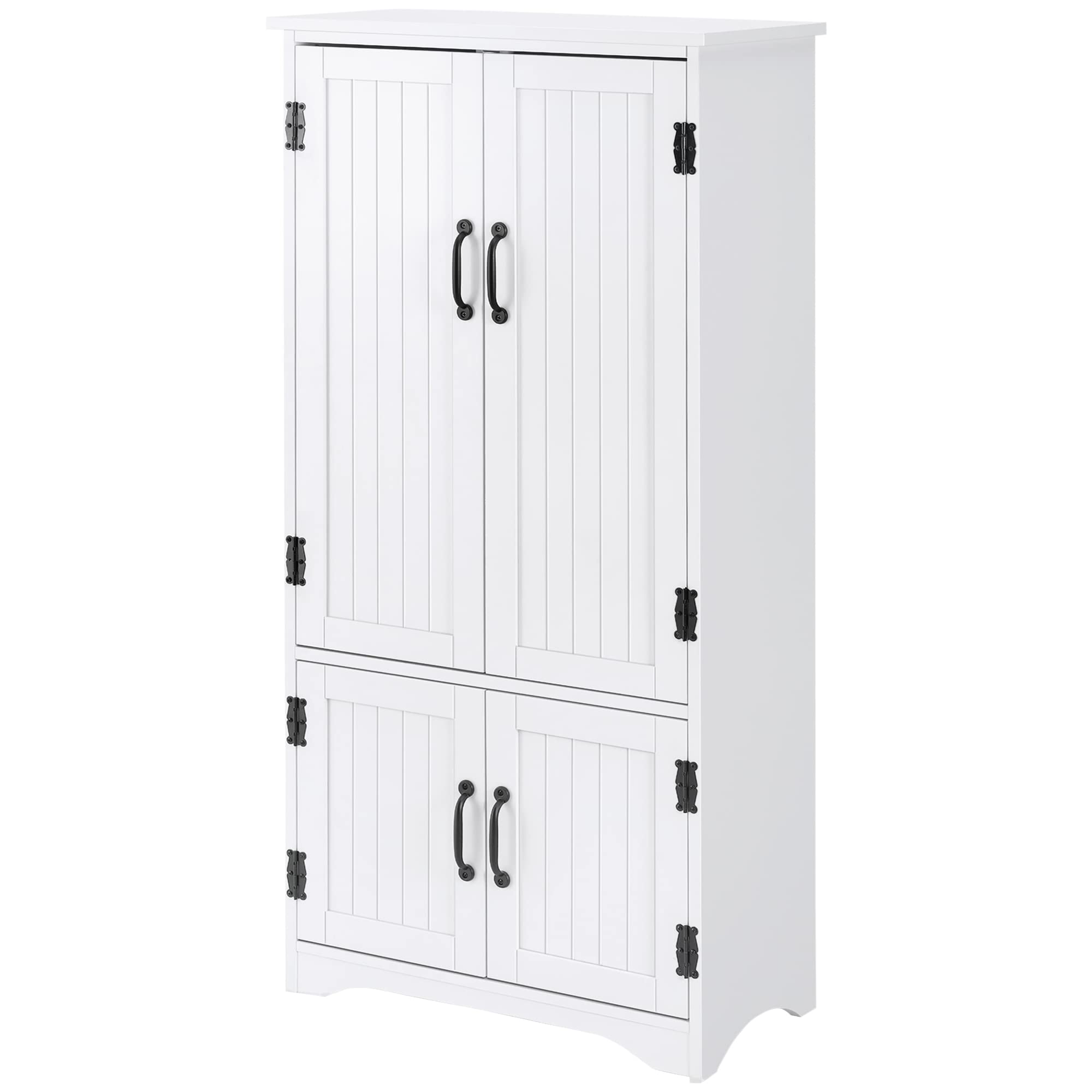 HOMCOM Buffet de Cuisine Meuble Rangement 2 Placards 60 x 30 x 123 cm Blanc | Armoire de Cuisine Contemporaine, 3 Étagères