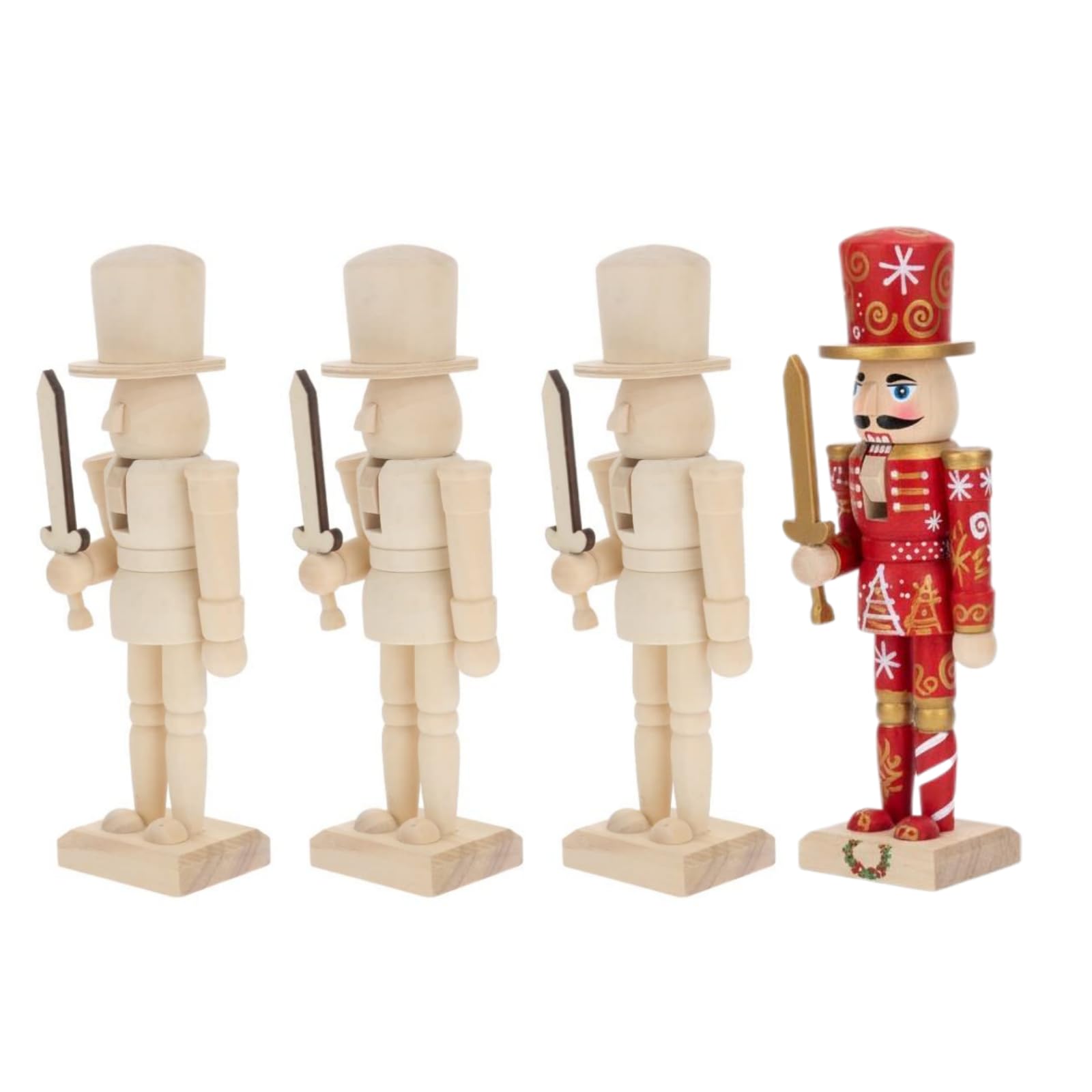 Veemoon Weihnachten Holz Unlackiert Mini Holzfiguren DIY Blank Unlackiert Nussknacker Marionette Walnuss Soldat Ornament Dekoration
