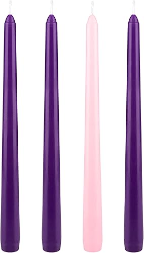 Mega Candles 4 velas cónicas de Adviento sin perfume, velas de cera vertidas a mano de 10 x 78 pulgadas, vacaciones, iglesia, devocional,