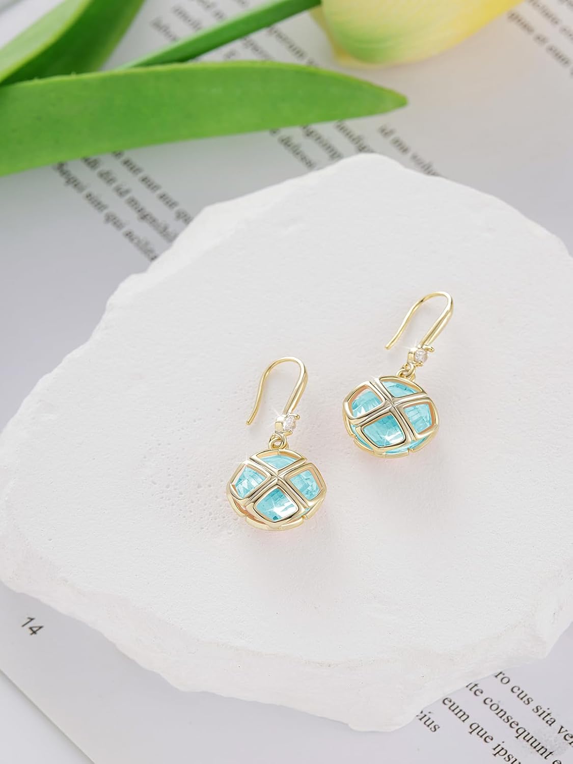 Crystal Pendant Necklace Earrings Sets for Women 14K Glod Plated Jewelry