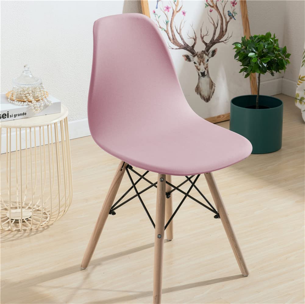 Highdi Fundas de Sillas Comedor Elásticas de Nórdico, Funda para Sillas Escandinavas, Spandex Suave Cubierta de Silla Sin Brazos para Cocina Oficina Hotel Hogar Decor (Rosa,4 Piezas)