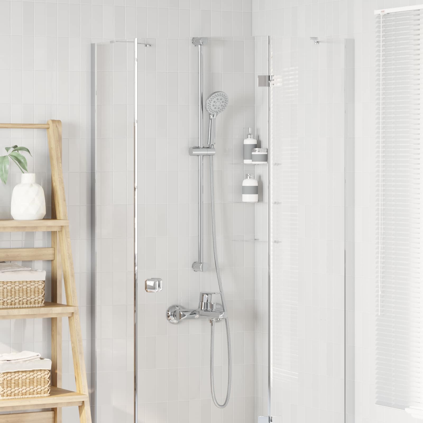 Juego de alcachofa de ducha cromada de acero inoxidable de 150 cm, 5 tipos de chorro con ducha de mano, ducha de lluvia, montaje en pared para ducha, baño, cabina, protección antical y