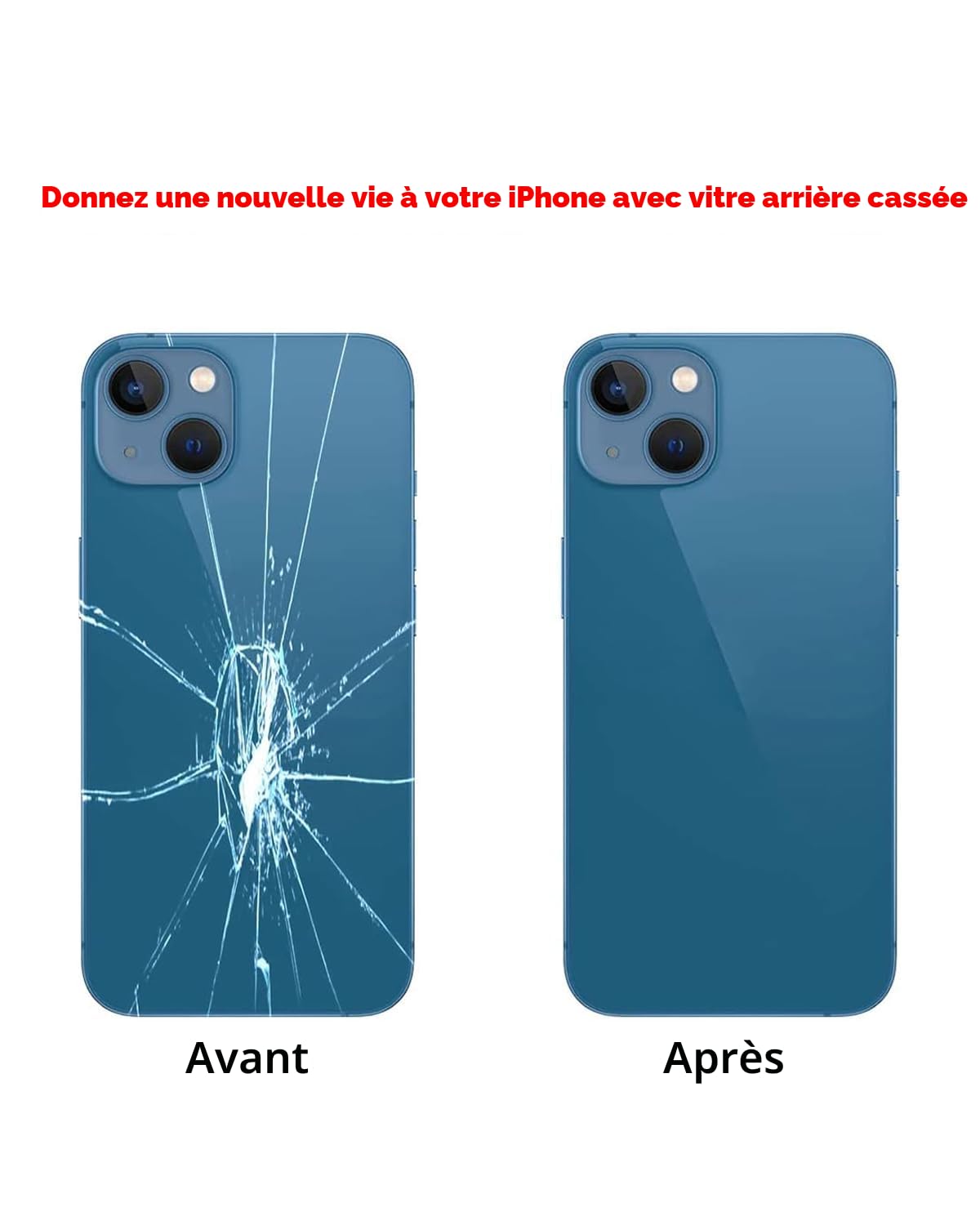 Vitre arrière de Rechange pour iPhone 13 avec Outils de réparation, Grand Trou arrière de Rechange pour Tous Les transporteurs avec adhésif pré-installé et Kits d'outils de réparation (Noir)