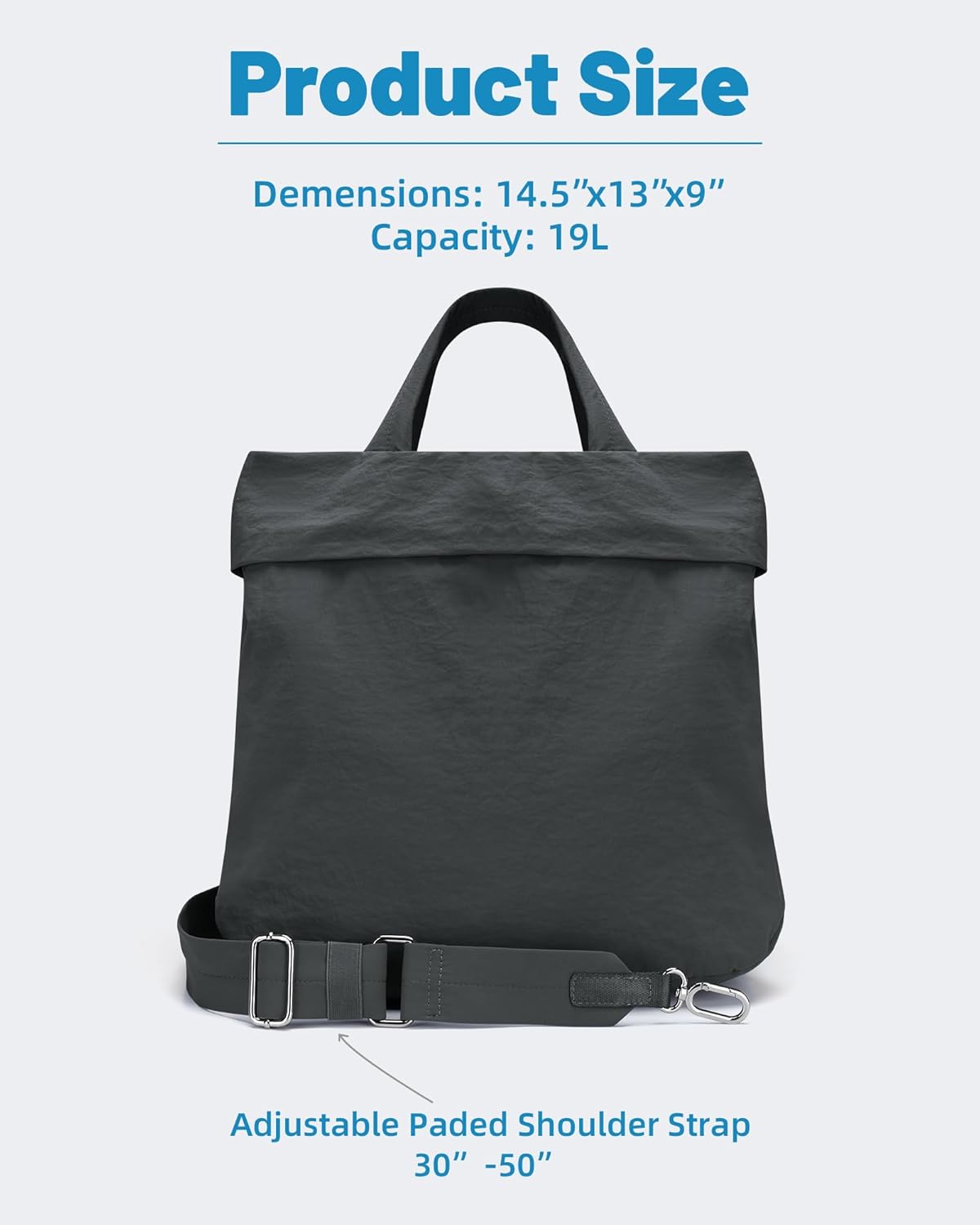 FODOKO Hobo Crossbody Bags 2.0, 19L Large Totes Handbags with Straps for Women, Multi Nylon Shoulder Bags for Travel Gym - Image 3