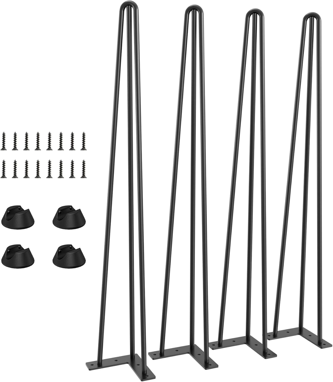 Hairpin Table Legs 28 inch – Set of 4 Metal Desk Legs Industrial Style Heavy Duty Steel Furniture Leg with Feet Protectors for Coffee Table/Side Tables/End Table/Nightstands/Bench/Stool DIY (Black) 28 Inch Legs