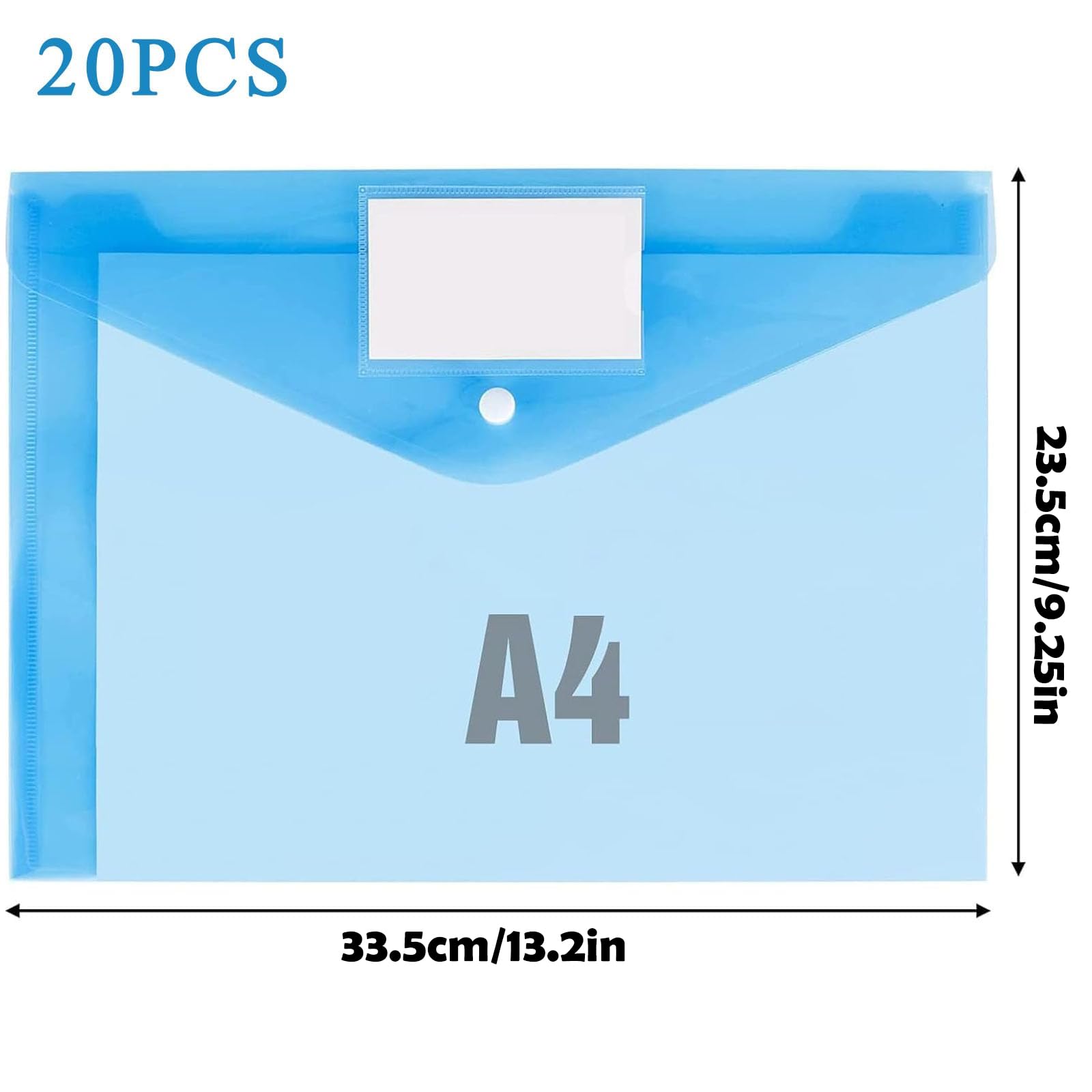 20 Pezzi Colorato Portadocumenti A4, Cartelle a Busta, Buste Plastica Trasparenti, Impermeabile Cartelline Portadocumenti, Ideale per Scuole, Uffici, Case e Viaggi 33.5 * 23.5cm