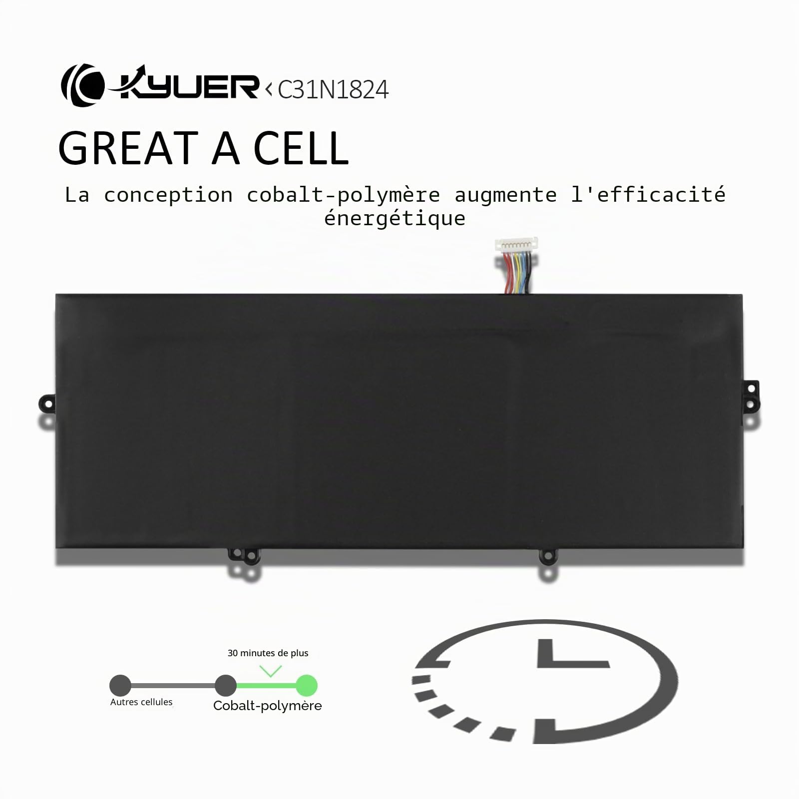K KYUER C31N1824 Batterie pour ASUS Chromebook Flip C434 C434T C434TA 2-in-1 Convertible 14-inch m3-8100Y m5-8200Y C434TA-E10013 C434TA-E10009 C434TA-AI0041 C434TA-AI0032 C434TA-AI0029 C434TA-AI0362