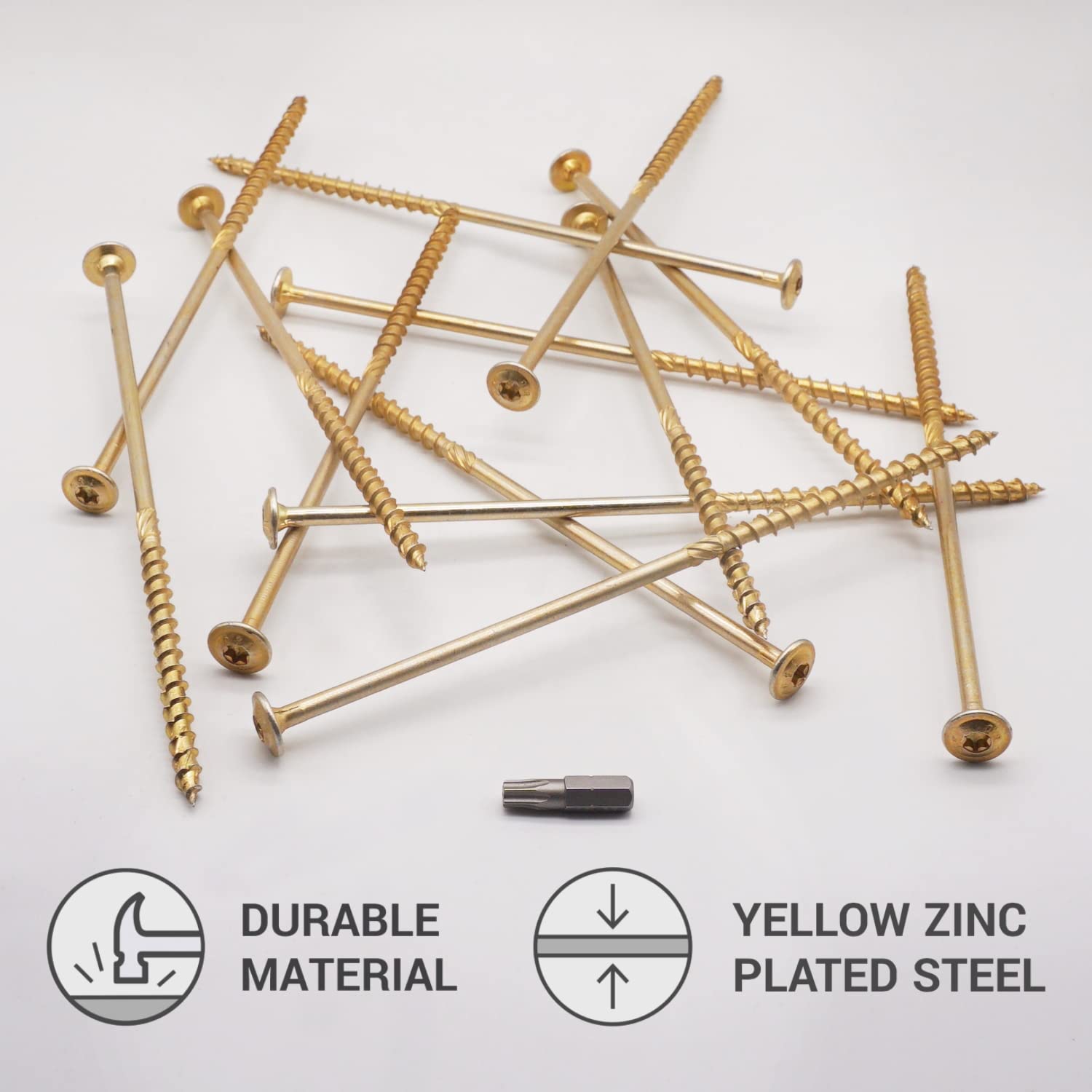 Gegalvaniseerde Houtschroeven – 20 Stuks 6,0 X 100 Mm, Torx Kop, Wafelkop, Gedeeltelijke Schroefdraad, Met Bijpassend Bit – Geel, Voor Stevige Houtconstructies