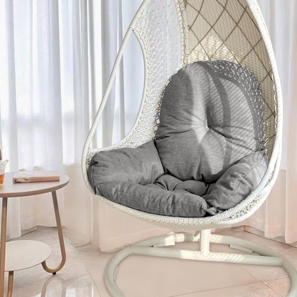 Hanging Egg Chair Cushion Replacement, Thickened Indoor/Outdoor Patio Hammock Swing Chair Cushion, Washable Egg Swing Cushion (Only Cushion) (Grey, 41.3x41.3x4.7 inches)