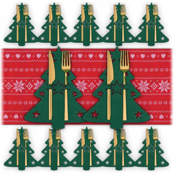 KRUMAD Weihnachtsdeko Tisch 12er Set – Bestecktasche Weihnachten in...