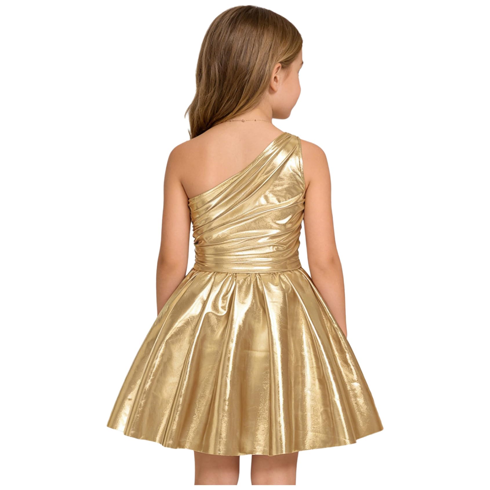 Vestido metálico para niña, vestido brillante, moderno, jazz, ocio, ceremonia, formal, fiesta, disfraz