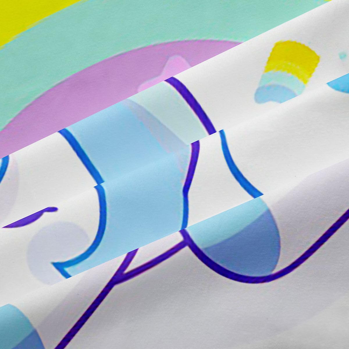 Beau rideau de fenêtre licorne pour chambre à coucher, taille L étoile jaune blanc scintillant nuage arc-en-ciel sucettes impression ombre décoration de la maison cheval bleu mignon rideaux de fenêtre