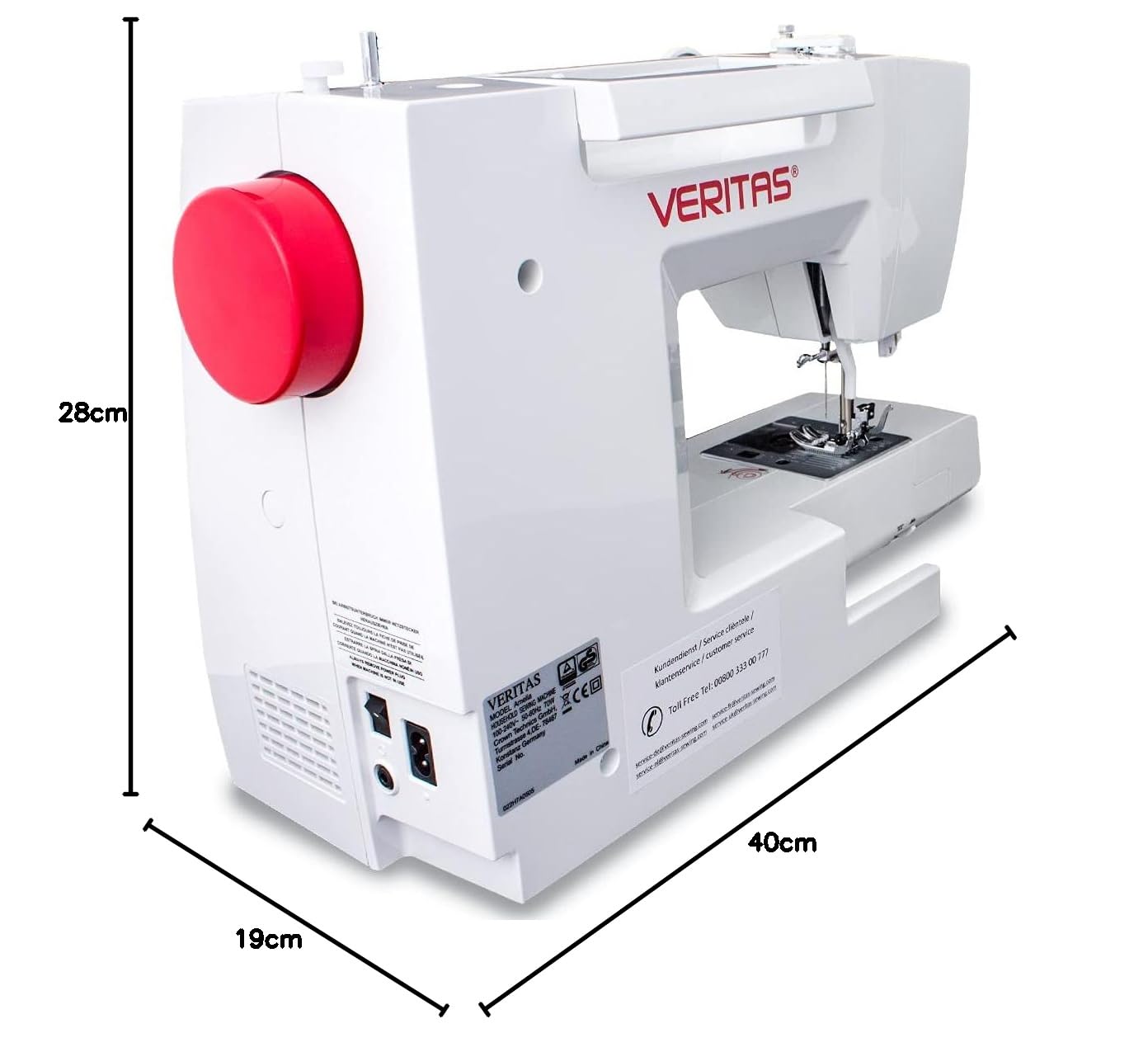 VERITAS Nähmaschine Amelia I Computer-Nähmaschine I 90 Programme inkl. Speicherfunktion I Stiche spiegeln I Auto-Fadenspannung & Einfädelhilfe I Fadenabschneider I LCD-Display & LED-Nählicht (weiß)