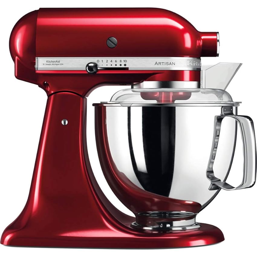 Kitchenaid Planetaria - Artisan - Robot da Cucina con testa inclinabile e 7 accessori - 4.8 L - Impastatrice - Color Rosso mela metallizzato
