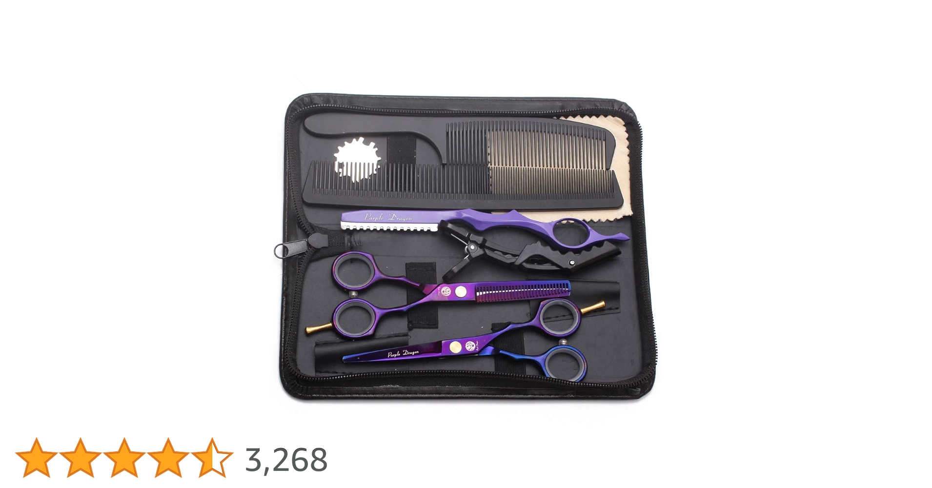 5.5 inch Purple Hair Cutting Scissors Set with Razor, Leather