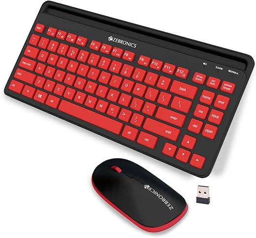 Zebronics-Companion 114 Wireless Keyboard and Mouse Combo Compact 2.4GHz Featuring Integrated Multimedia Keys, Smartphone/Tablet Holder, UV Printed…