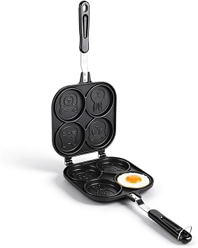 Oumefar Double Sided Pancake Pan Cartoon Animal Frying Pan Non Stick 4 Hole