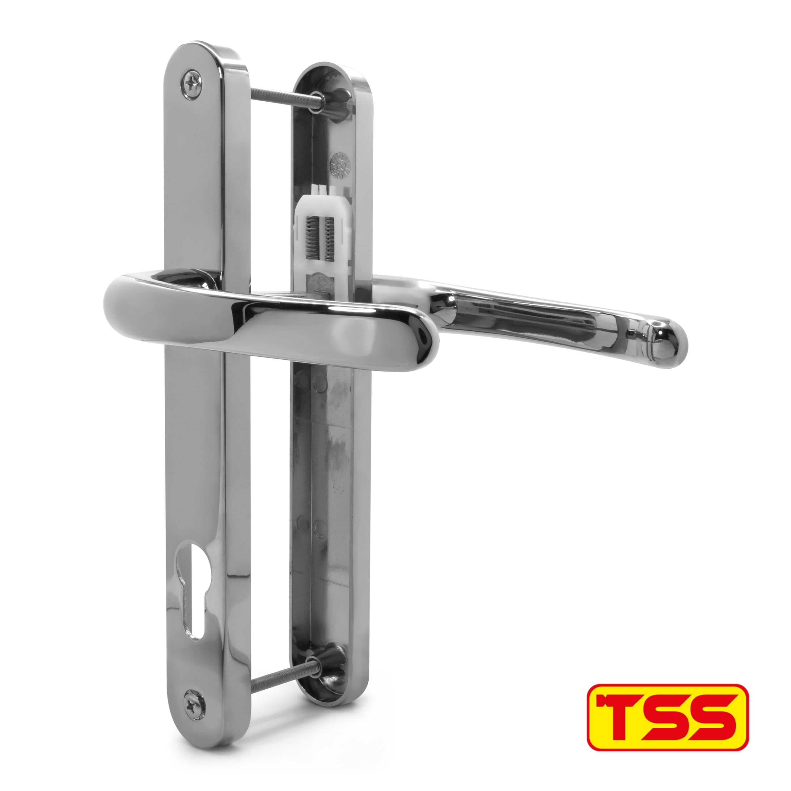 TSS UPVC Door Handles Set including Blank External (Dummy), Lever/Lever, 92mm PZ (Centres), 215mm Screw to Screw - Image 2