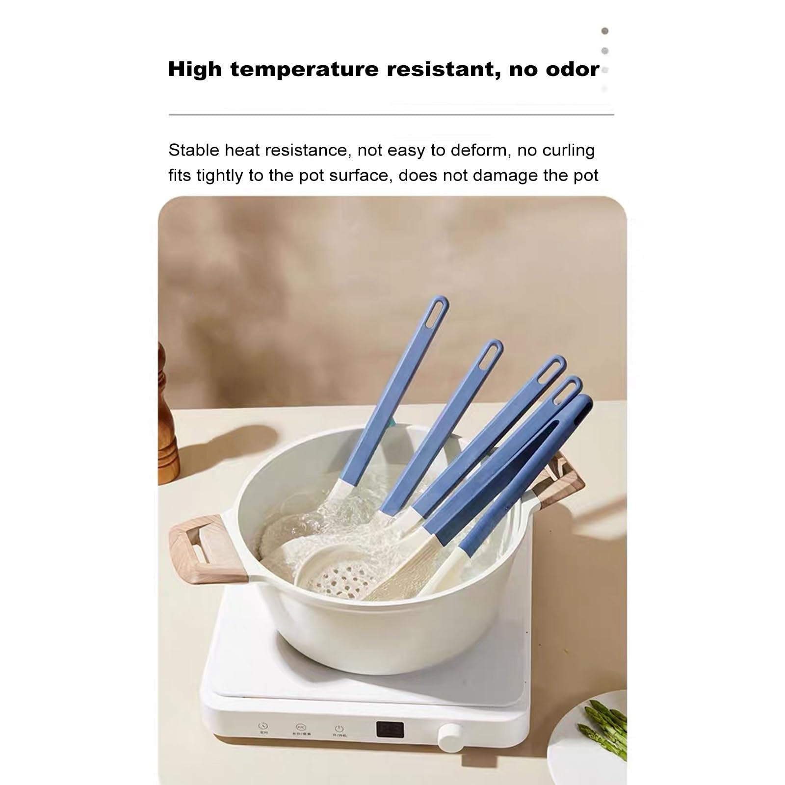 Küchenhelfer, Silikon Küchenutensilien Kochutensilien Set, Hitzebeständiger Schwarz Kochbesteck Kochgeschirr Mit Pfannenwender Für Kochen Backen, Gesund & Antihaft, Spülmaschinenfest 5 Stück