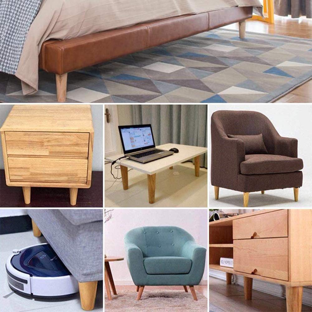 CHEWYNP Patas de Madera para Muebles, Patas de Repuesto para sofá, con Placas de Montaje para Patas y Protectores de Fieltro para sofá, gabinete, sofá, Mesa de Centro, Banco, Silla, Juego